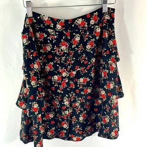 Zara Black Floral Tired‎ Ruffle Mini Size M